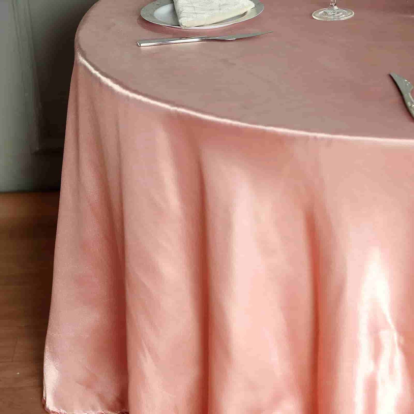Dusty Rose Round Satin Tablecloth 108 Inch