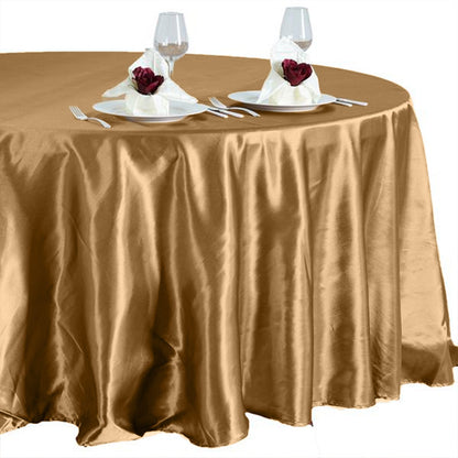 Round Gold Satin 108 Inch Tablecloth