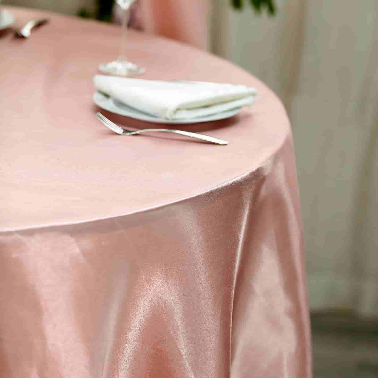 Satin Tablecloth Round 120 Inch in Dusty Rose Color 