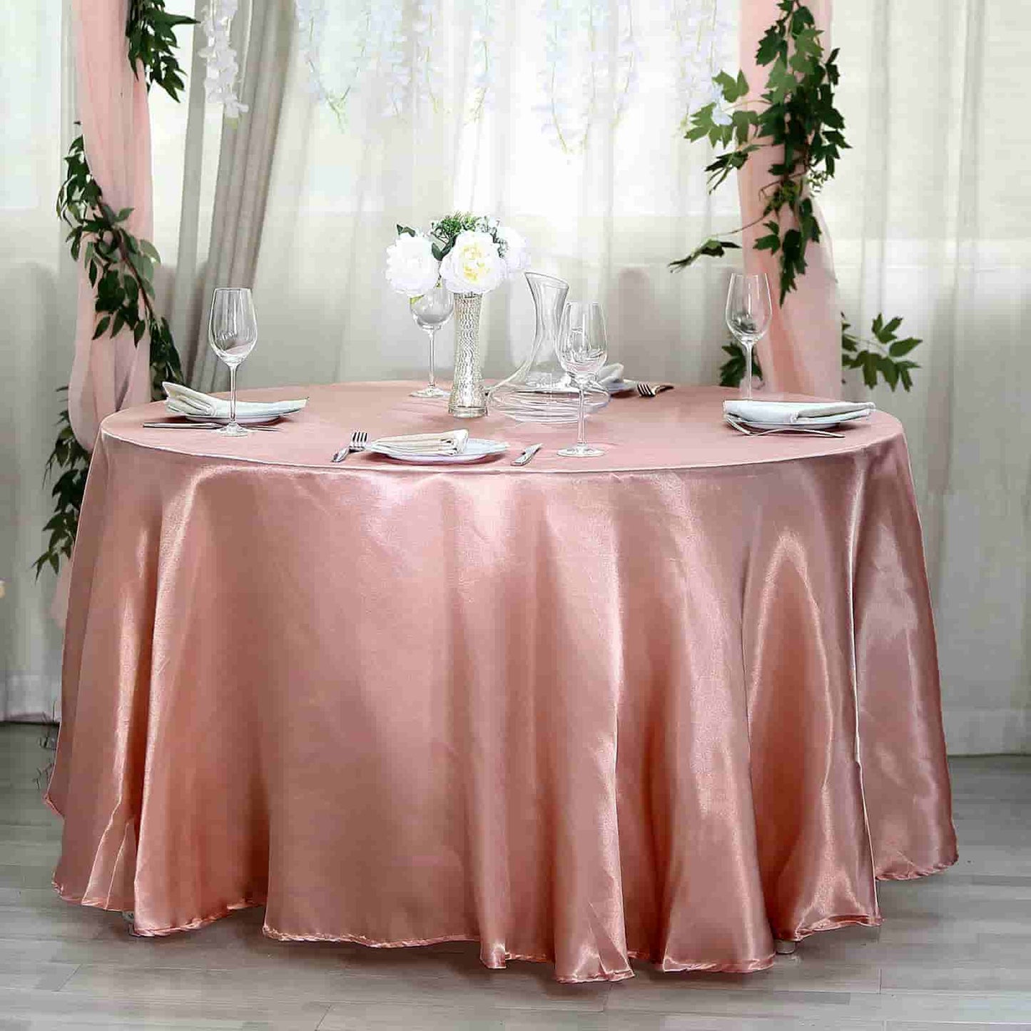 120" Dusty Rose Seamless Satin Round Tablecloth