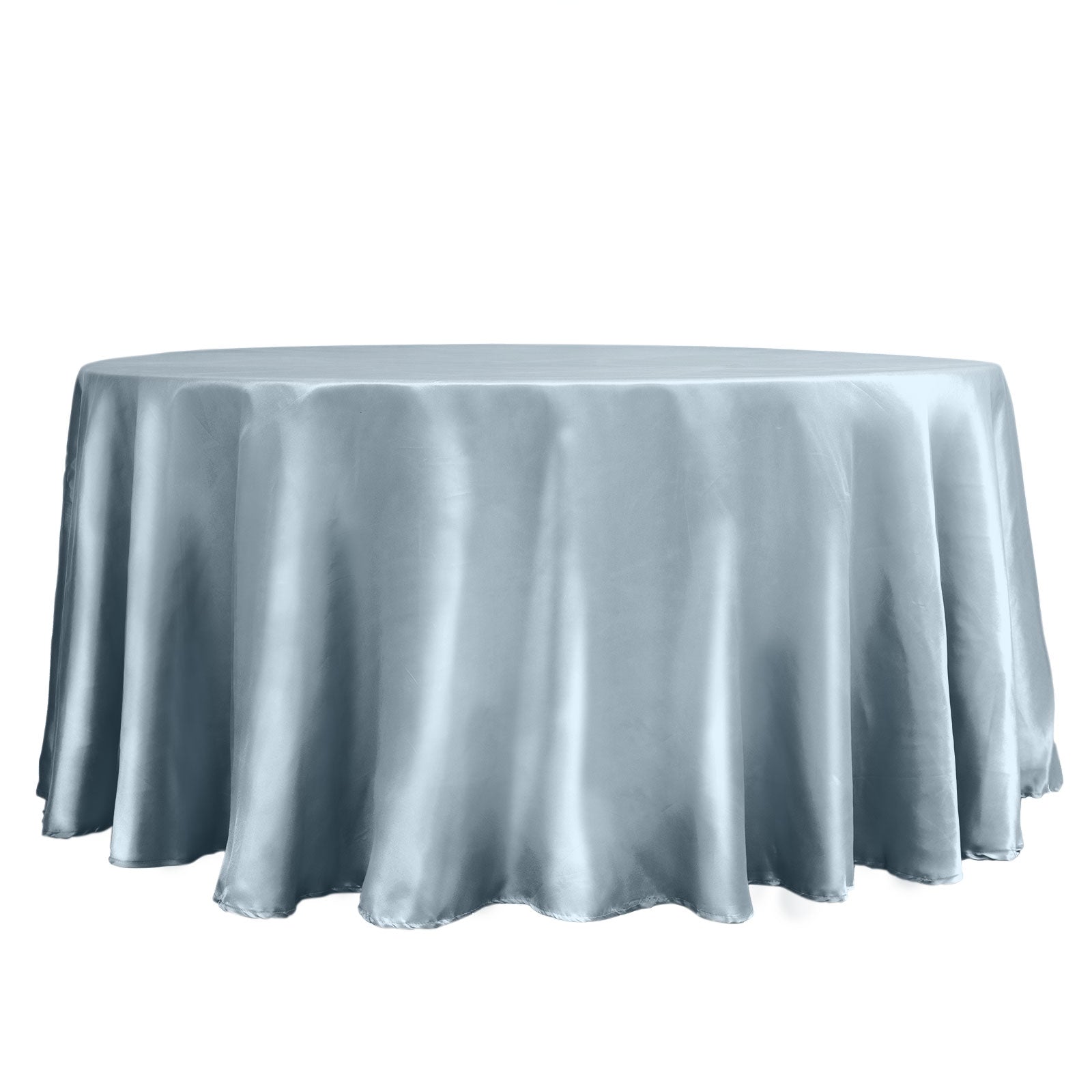 Round Dusty Blue Tablecloth 120 Inch Satin Material