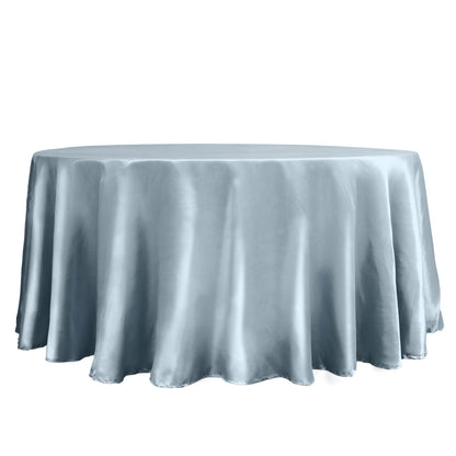 Round Dusty Blue Tablecloth 120 Inch Satin Material