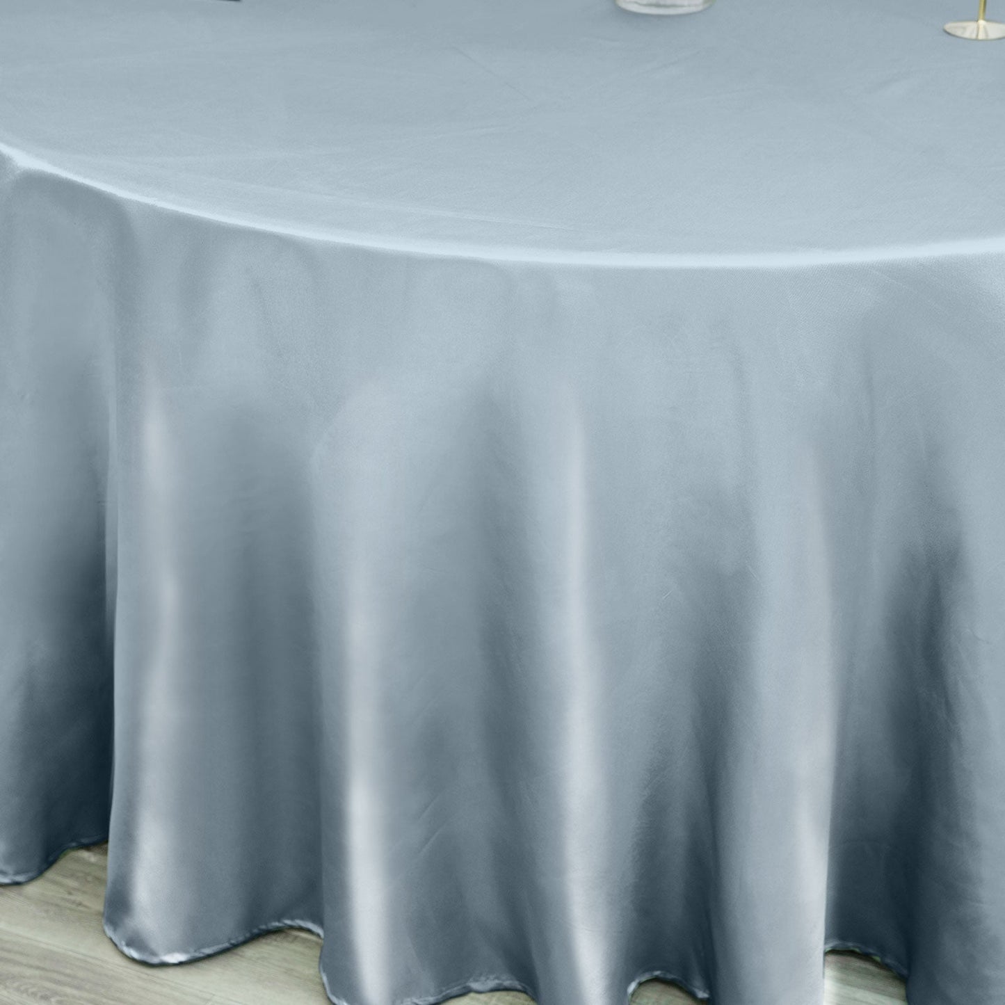 Satin Tablecloth in Dusty Blue Round Shape 120 Inch