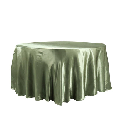 Satin Round Tablecloth Eucalyptus Sage Green 120 Inches