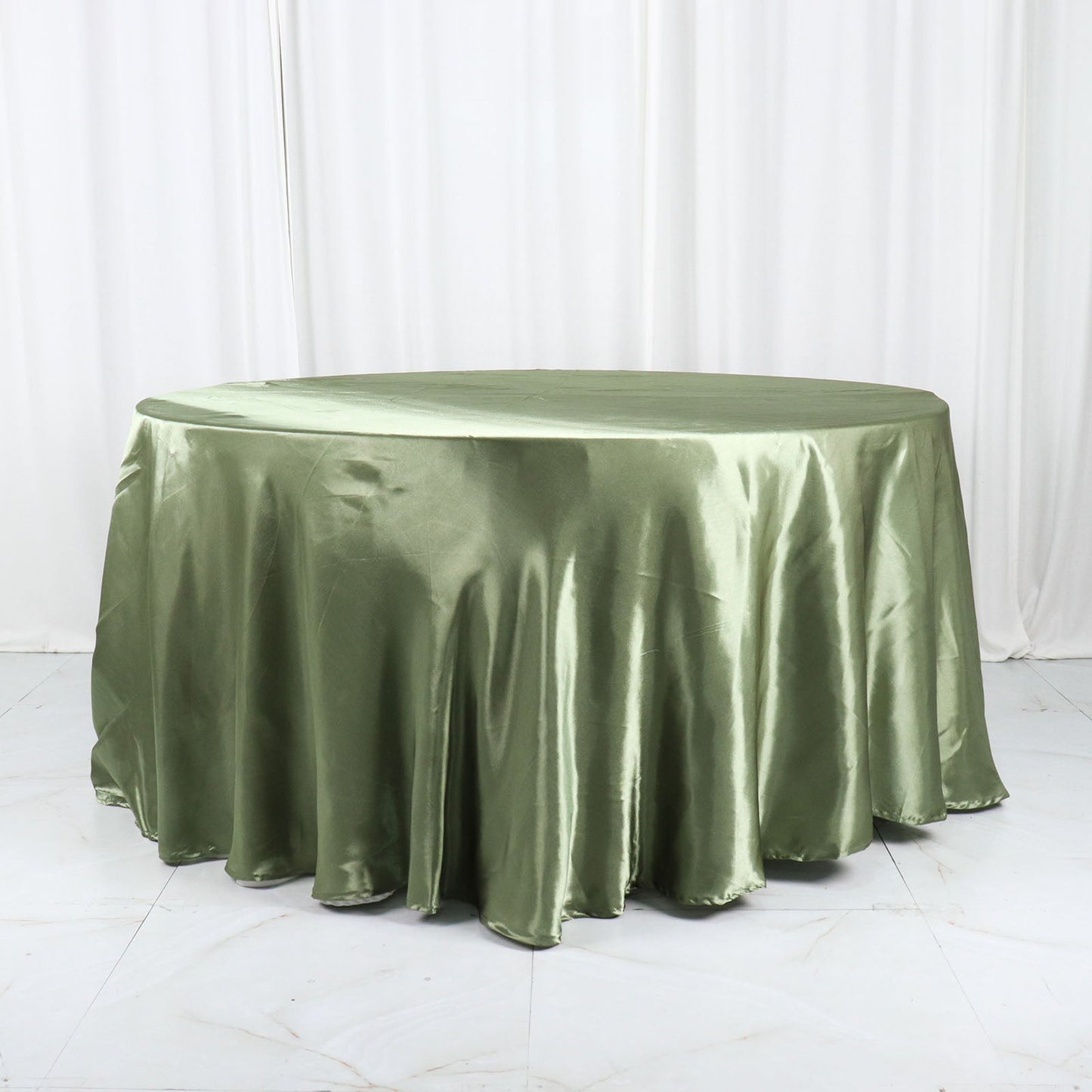 Eucalyptus Sage Green Round Tablecloth In Satin 120 Inches