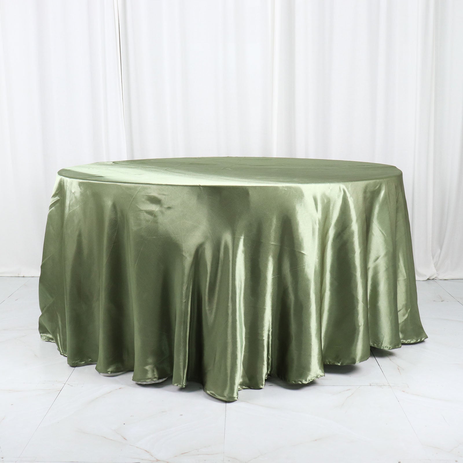 Eucalyptus Sage Green Round Tablecloth In Satin 120 Inches