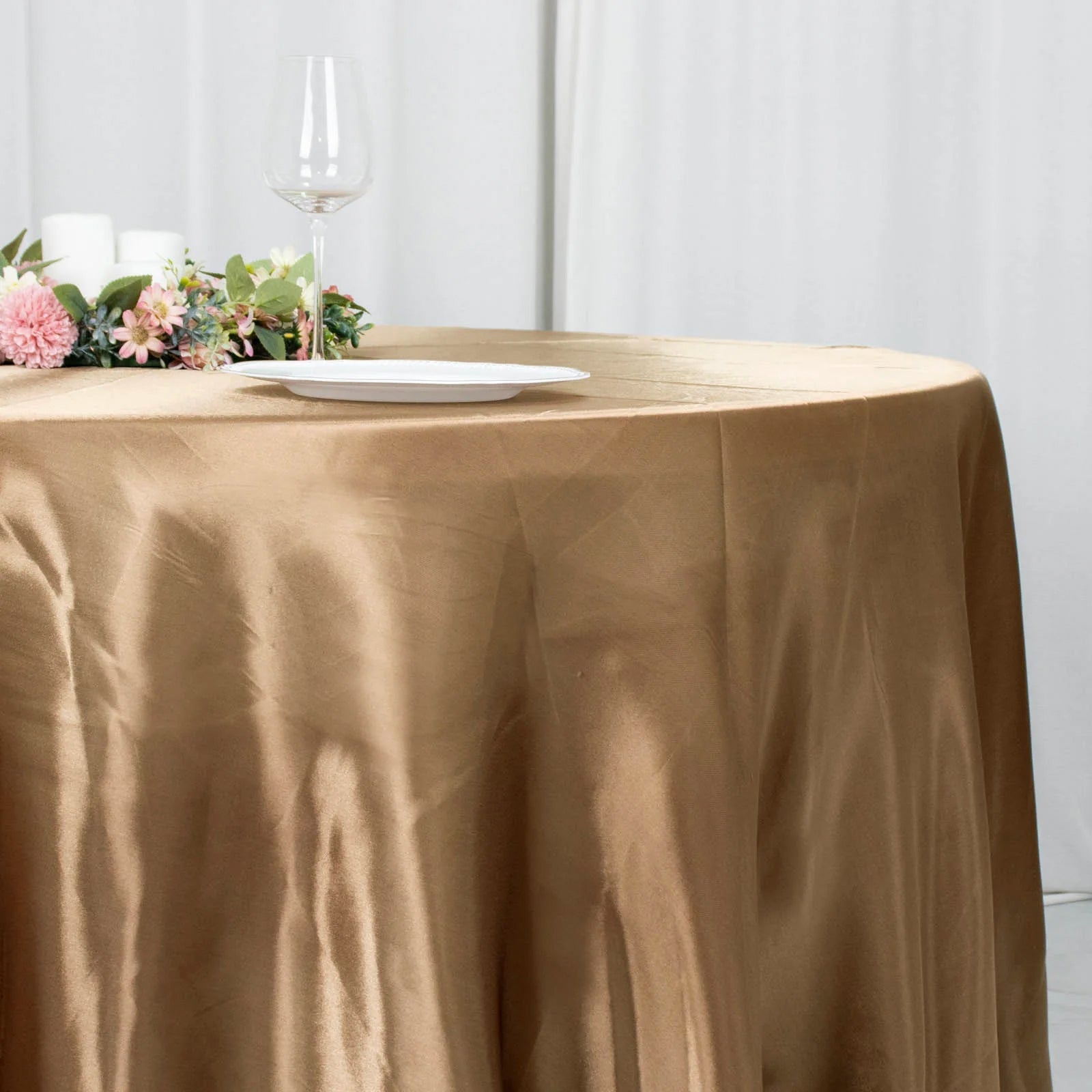120inch Taupe Smooth Satin Round Tablecloth