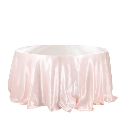 132 Inch Round Blush Rose Gold Tablecloth
