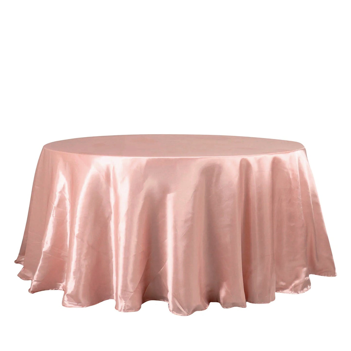 132 Inch Dusty Rose Satin Round Tablecloth