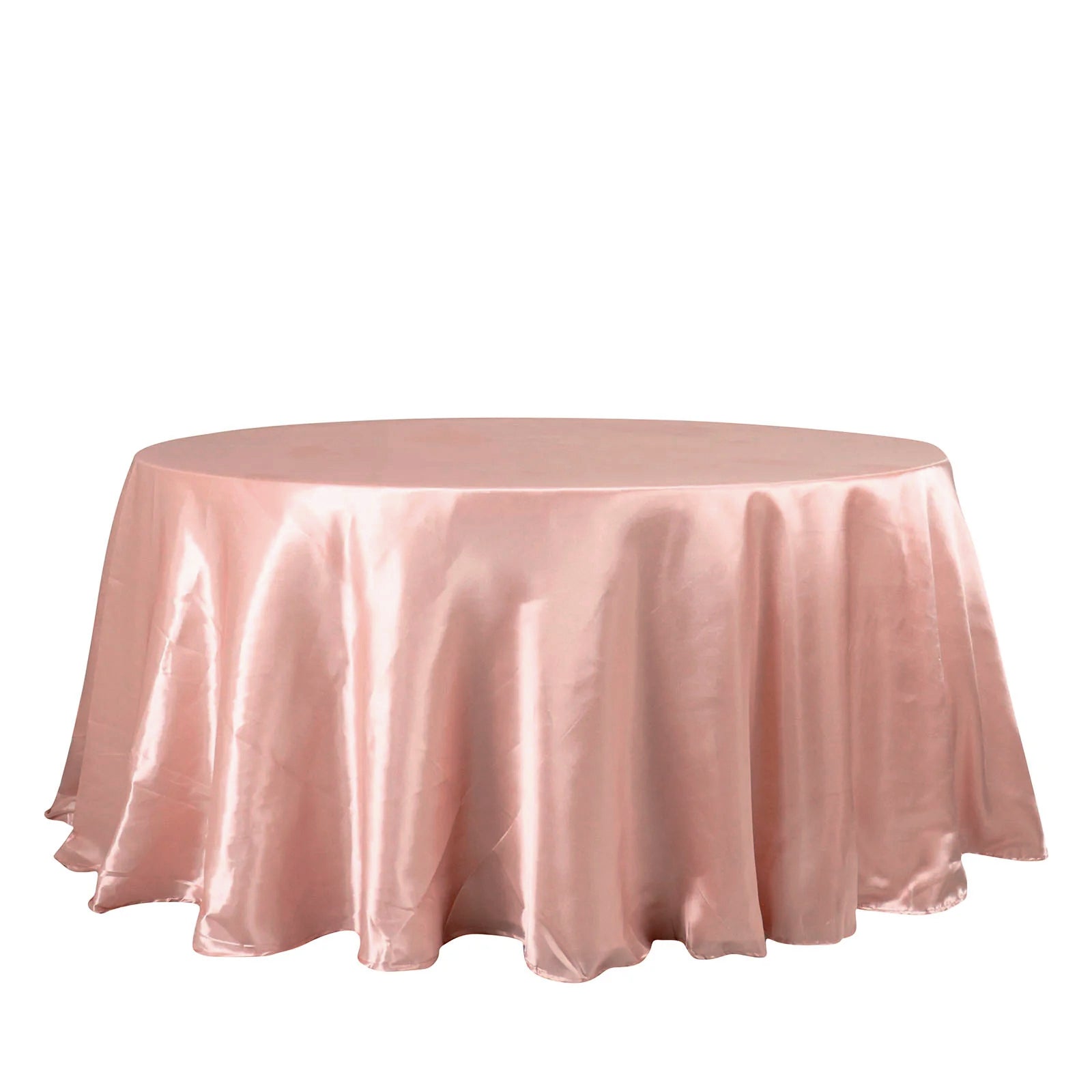 132 Inch Dusty Rose Satin Round Tablecloth