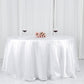 132" White Seamless Satin Round Tablecloth