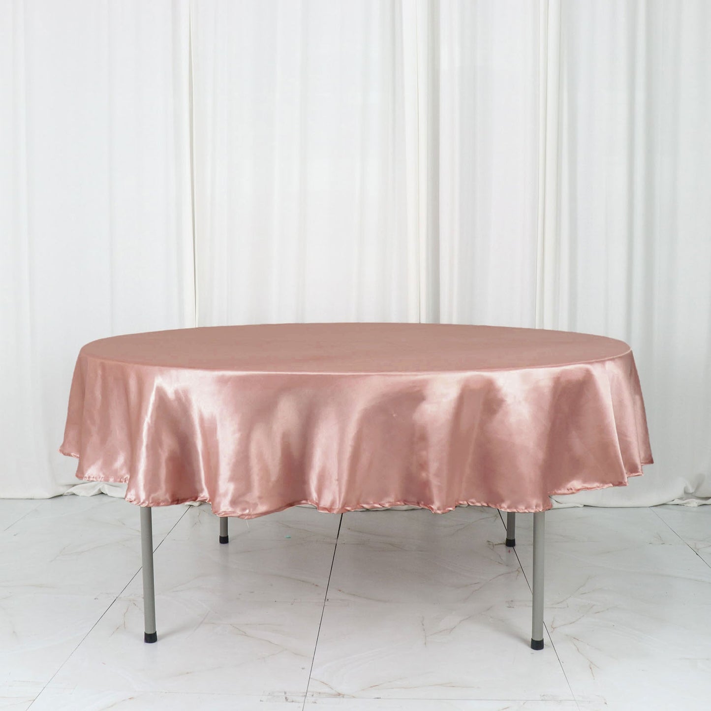 Satin Dusty Rose Round Tablecloth 90 Inch