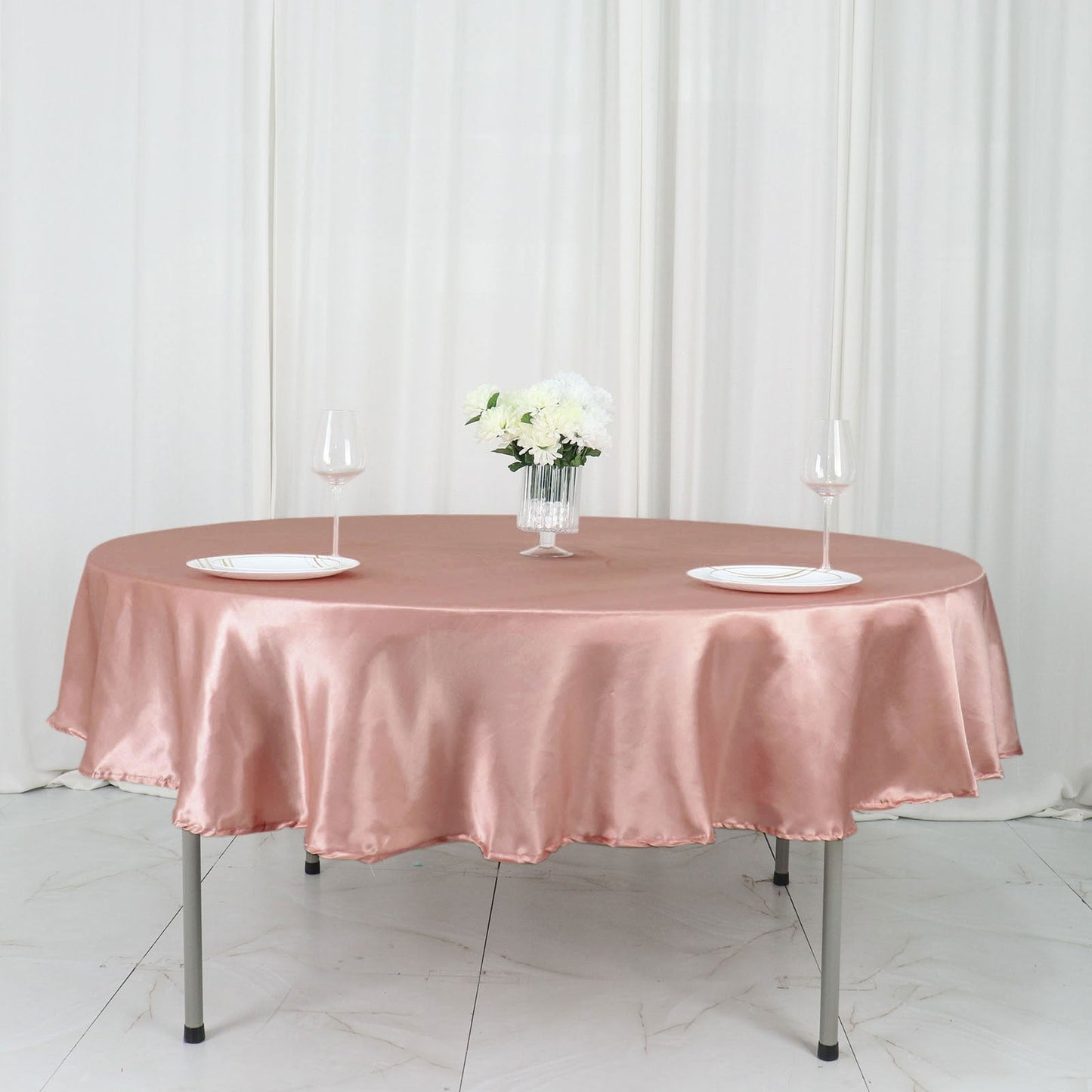 90" Dusty Rose Seamless Satin Round Tablecloth