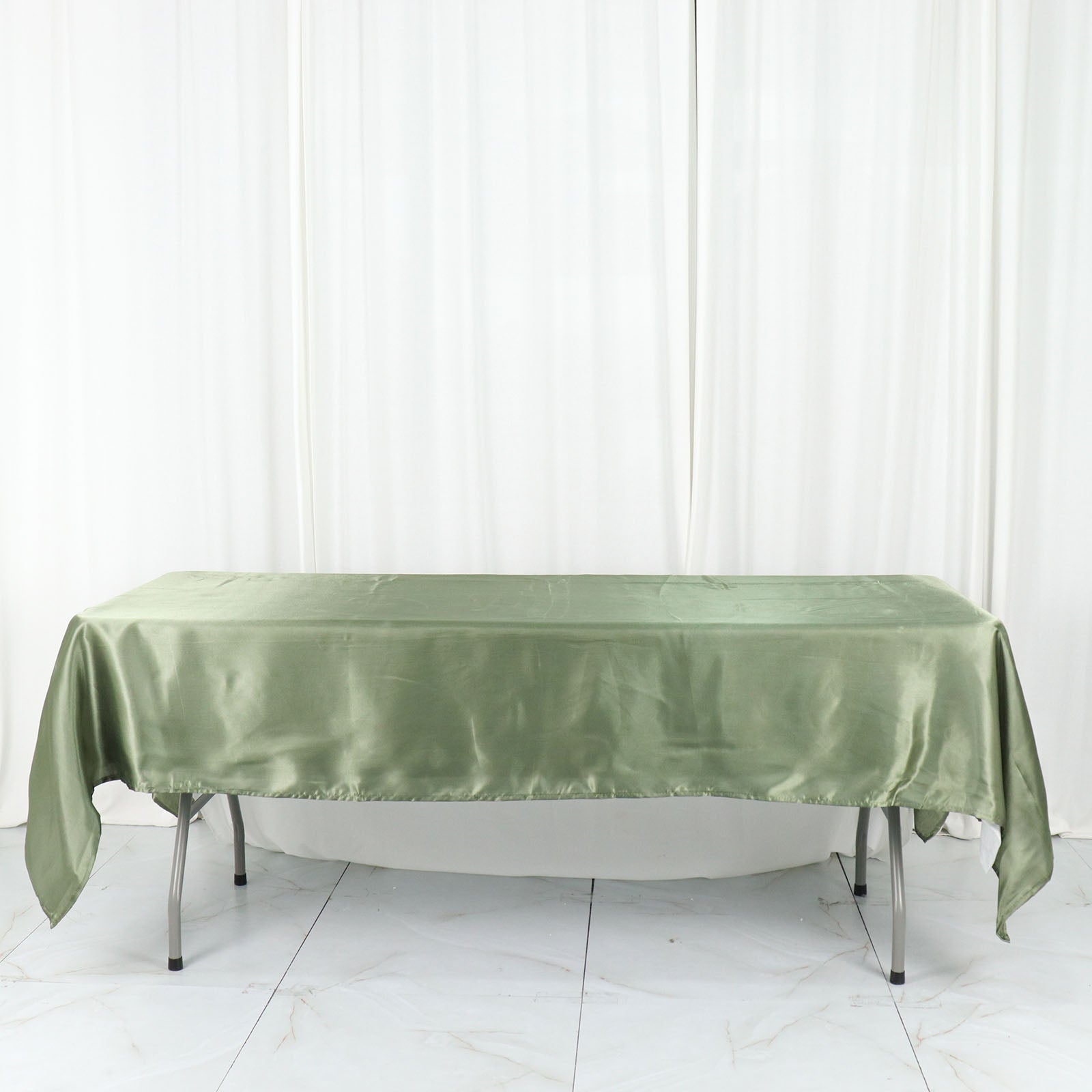 Tablecloth Satin Rectangular Eucalyptus Sage Green 60x102 Inches