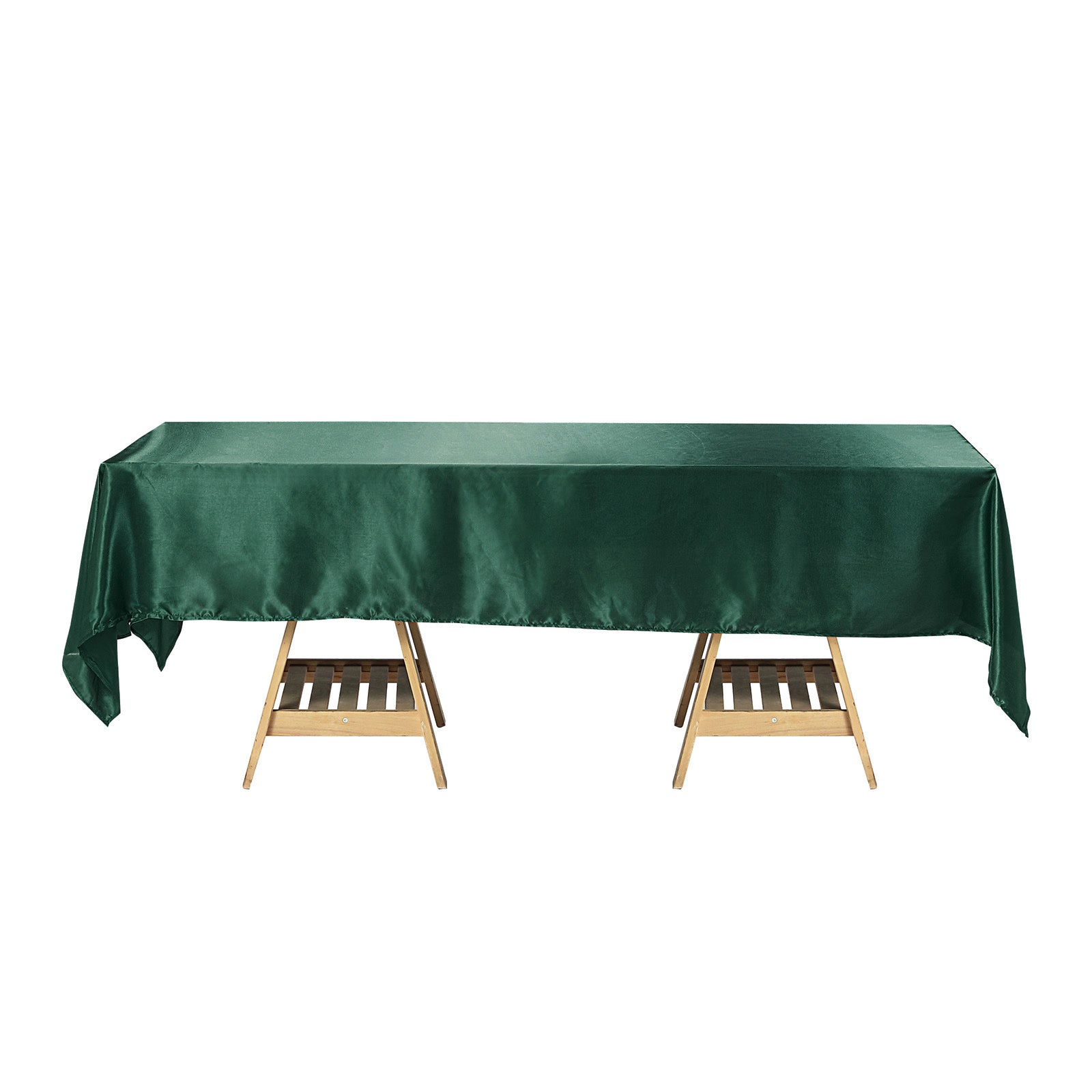 60 Inch x 102 Inch Hunter Emerald Green Rectangular Satin Tablecloth