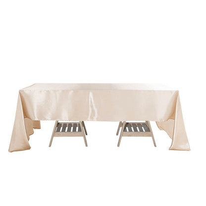 60 Inch x 126 Inch Rectangular Beige Satin Tablecloth