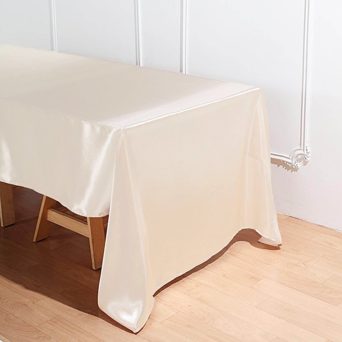 Satin Beige Tablecloth Rectangular 60 Inch x 126 Inch