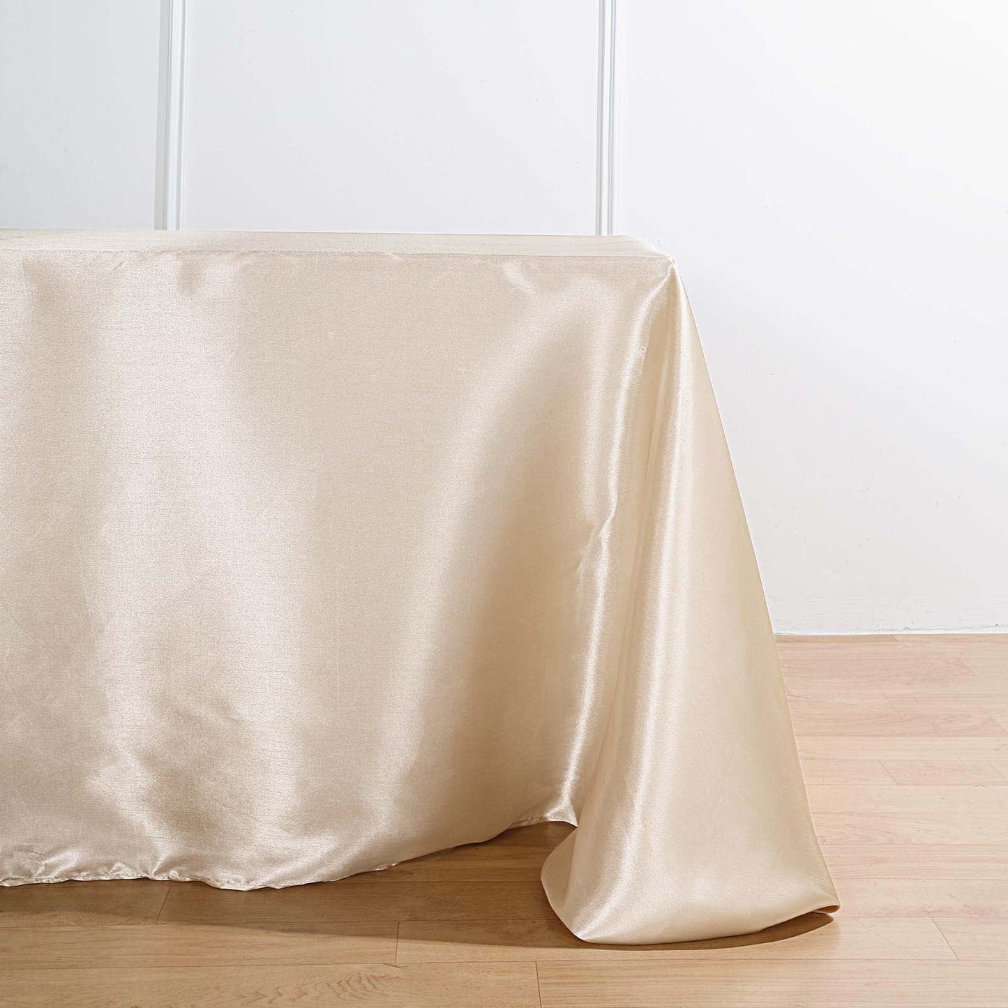 Seamless Beige Satin Rectangular Tablecloth 90 Inch 132 Inch