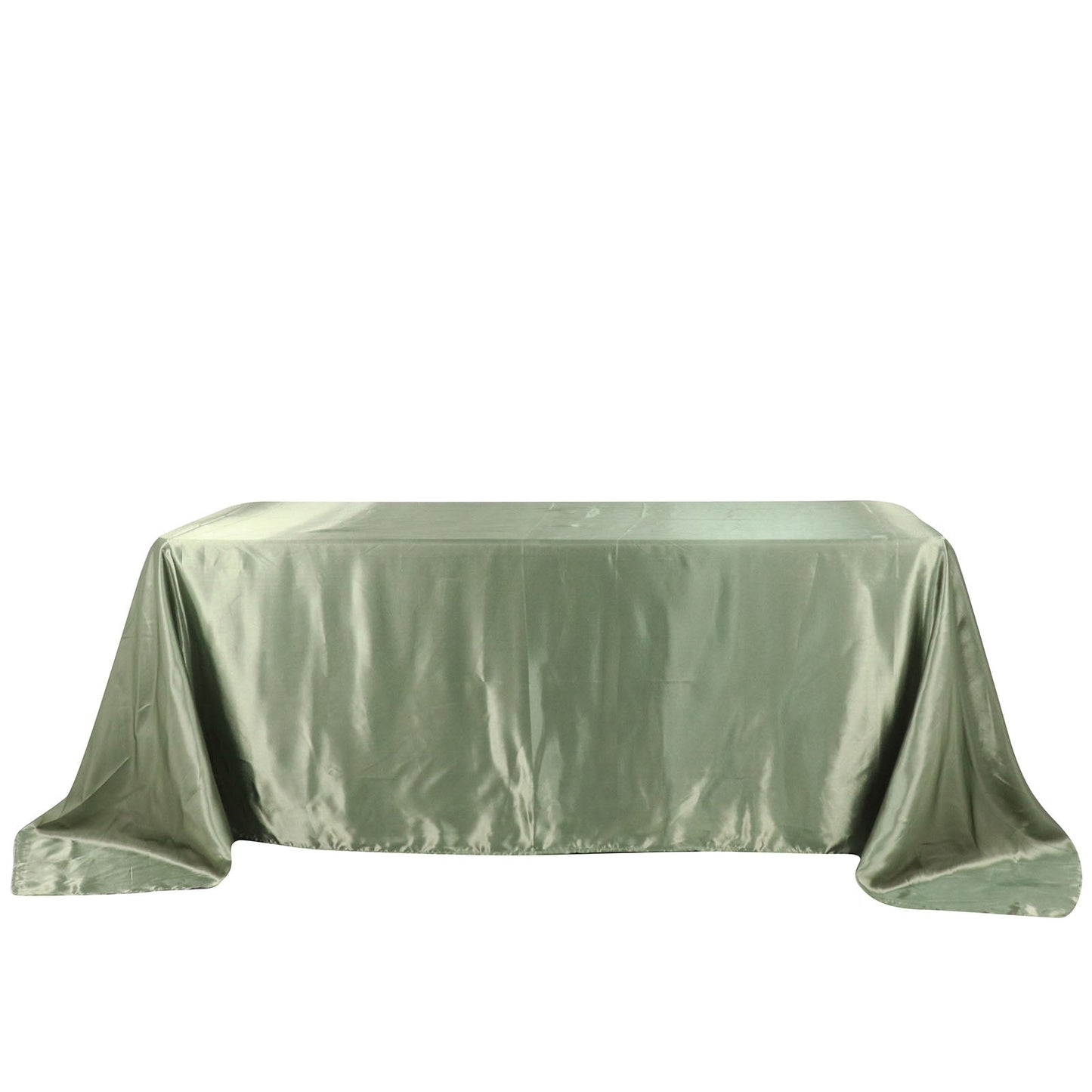Dusty sage green satin rectangular tablecloth, 90"x132".