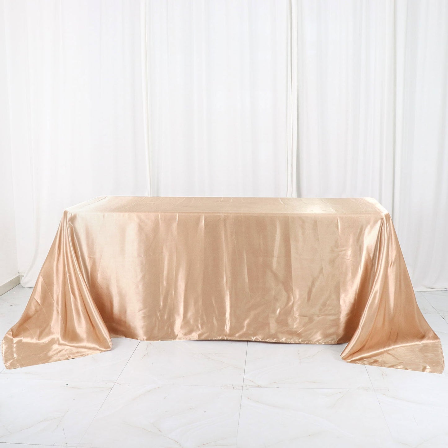 Satin Nude 90x132 Inch Rectangular Tablecloth Seamless