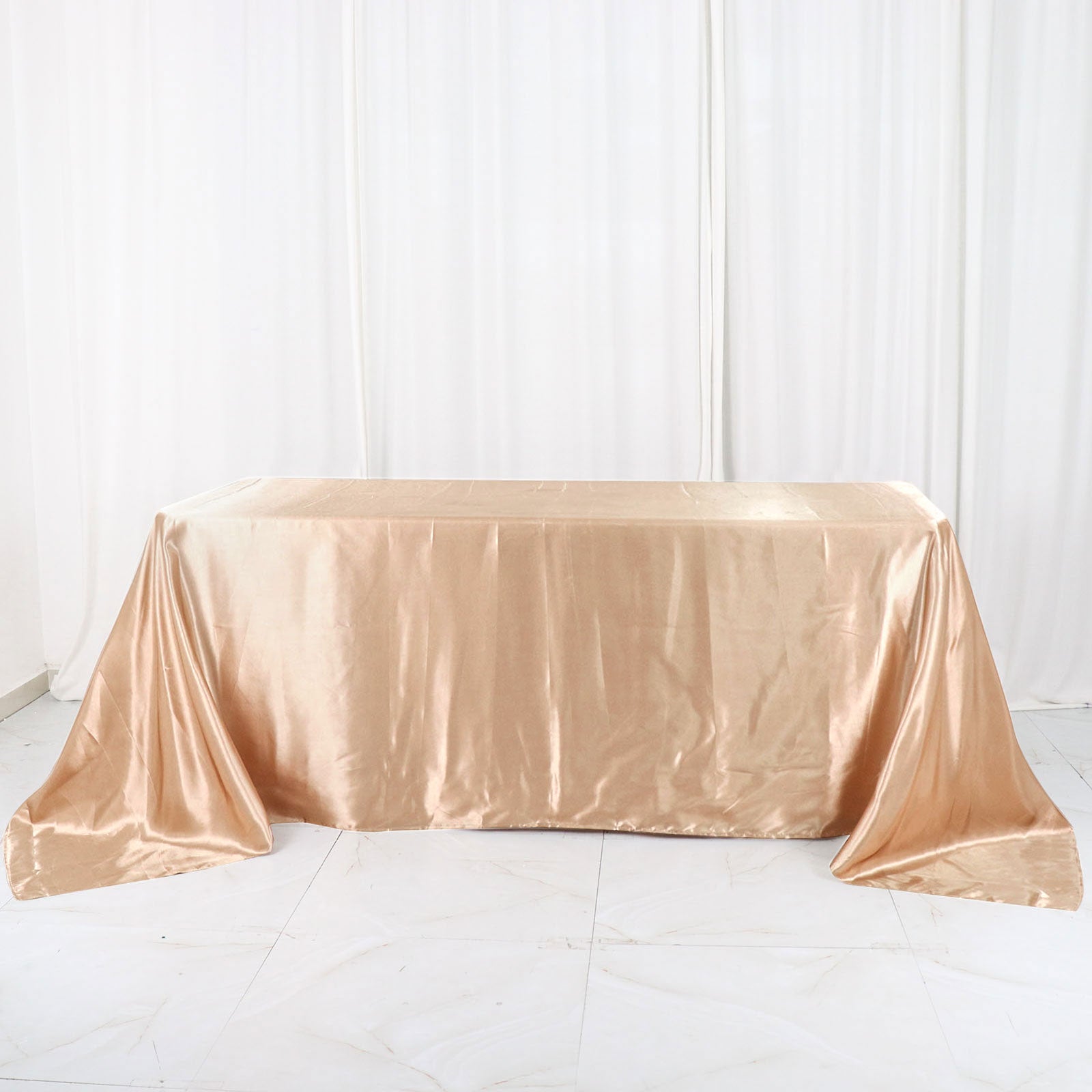 Satin Nude 90x132 Inch Rectangular Tablecloth Seamless
