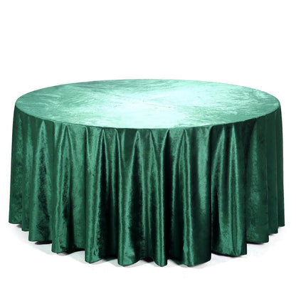 120inch Hunter Emerald Green Seamless Premium Velvet Round Tablecloth, Reusable Linen