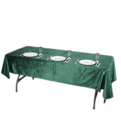 60 Inch x 102 Inch Seamless Linen Hunter Emerald Green Reusable Velvet Premium Rectangle Tablecloth