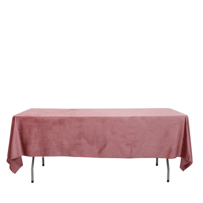 Premium Seamless Rectangle Dusty Rose Velvet Reusable 60 Inch x 102 Inch Linen Tablecloth
