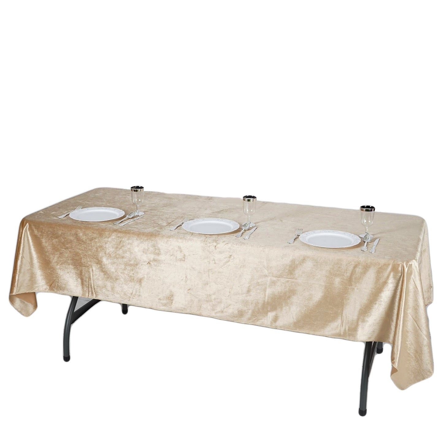 60 Inch x 102 Inch Seamless Linen Champagne Reusable Velvet Premium Rectangle Tablecloth