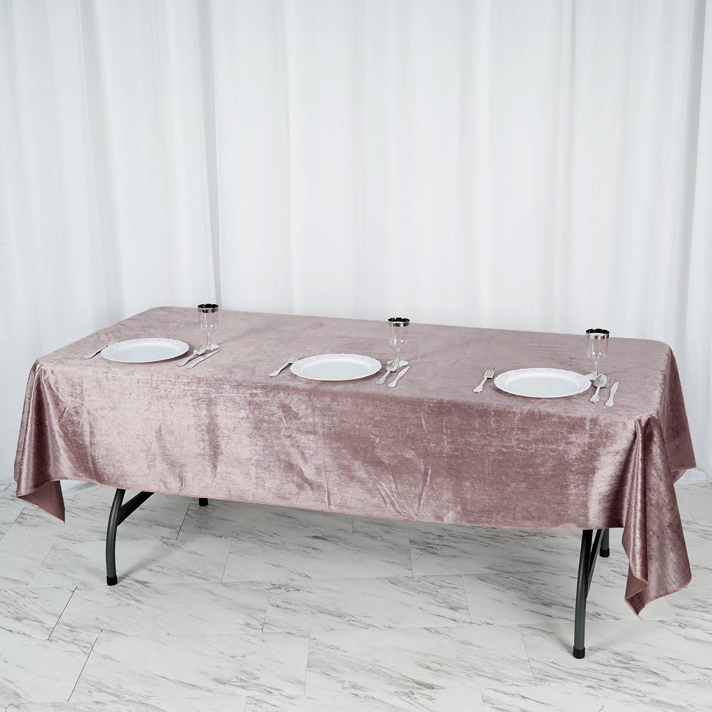 Seamless Linen 60 Inch x 102 Inch Mauve Reusable Premium Velvet Rectangle Tablecloth 