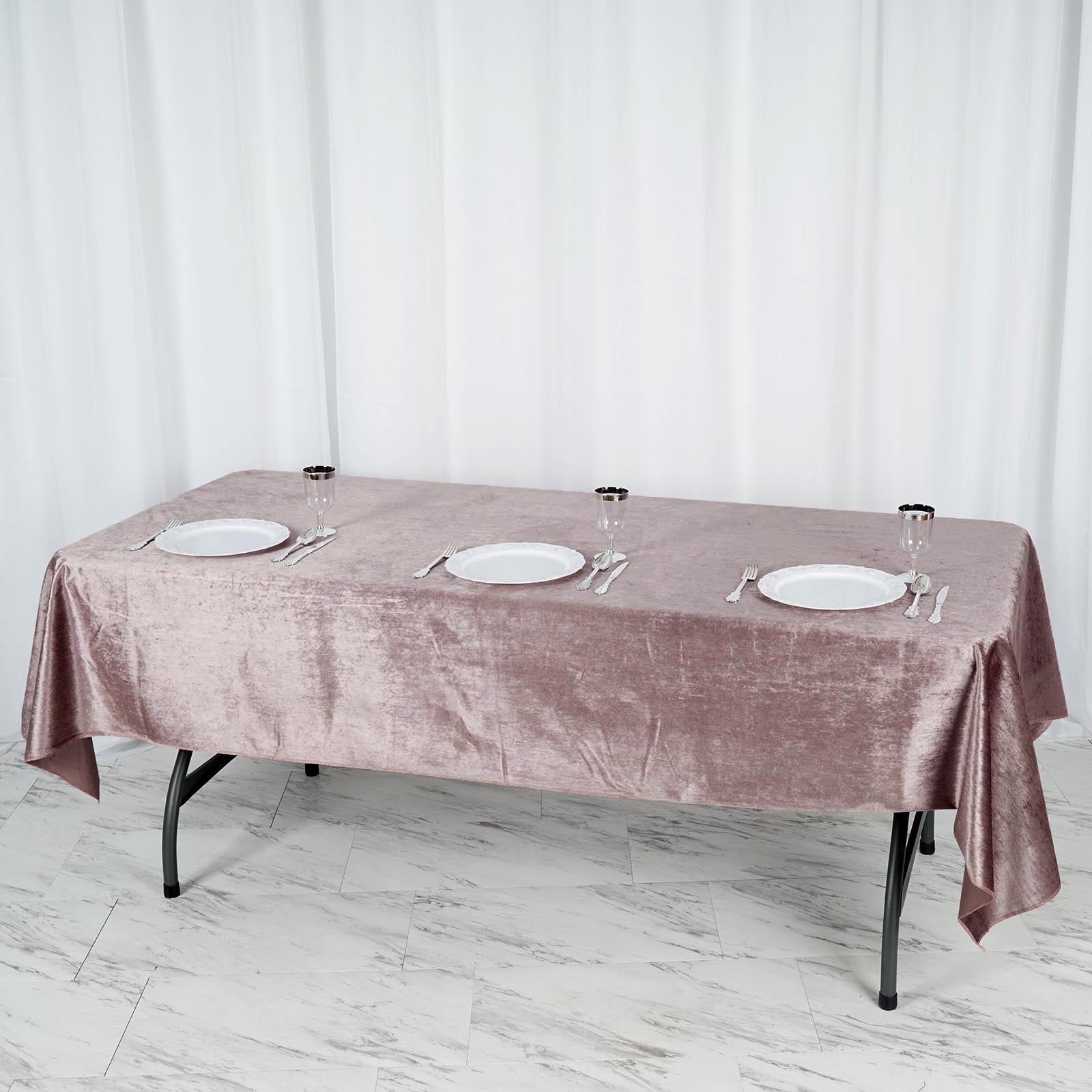 Seamless Linen 60 Inch x 102 Inch Mauve Reusable Premium Velvet Rectangle Tablecloth 