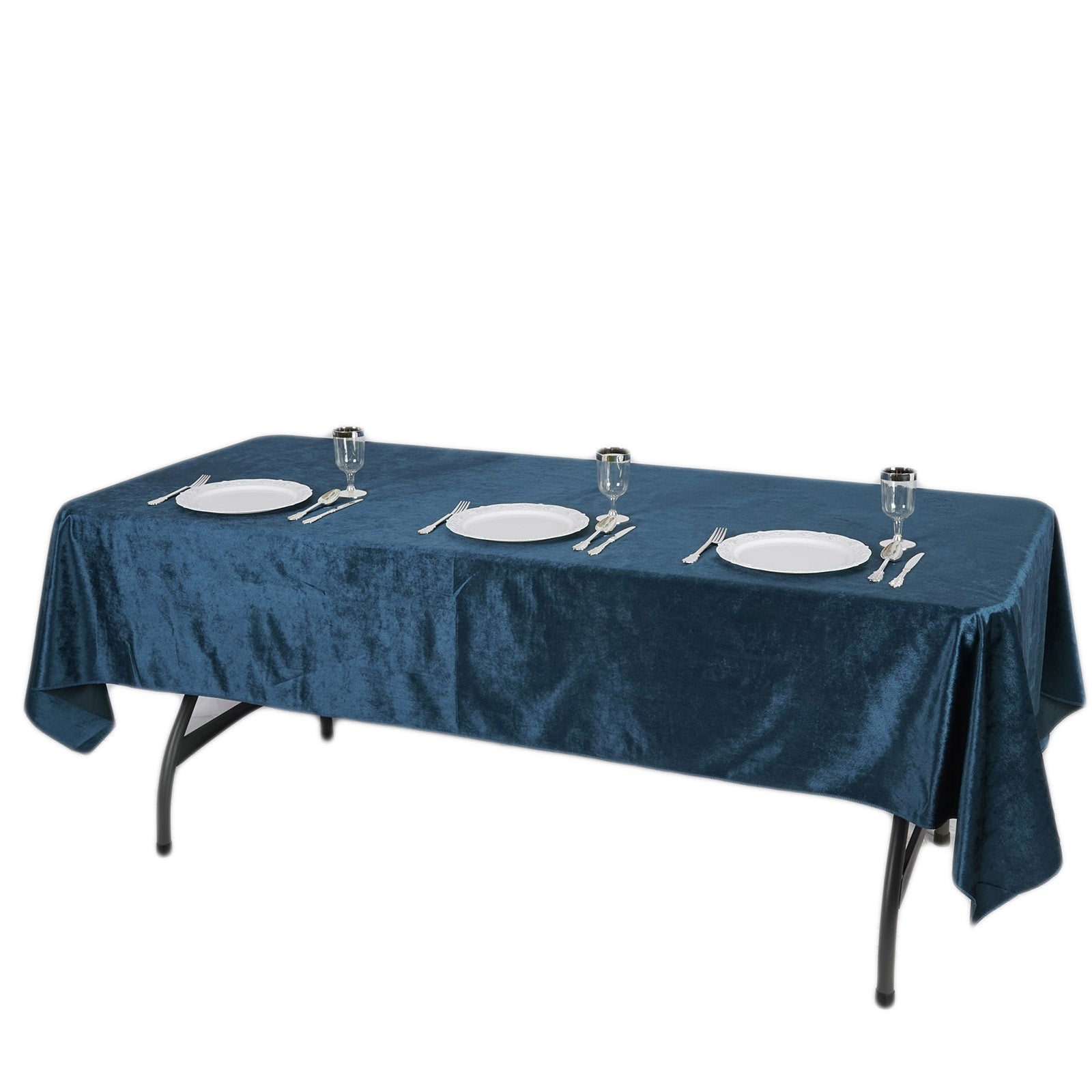 60 Inch x 102 Inch Seamless Linen Navy Blue Reusable Velvet Premium Rectangle Tablecloth