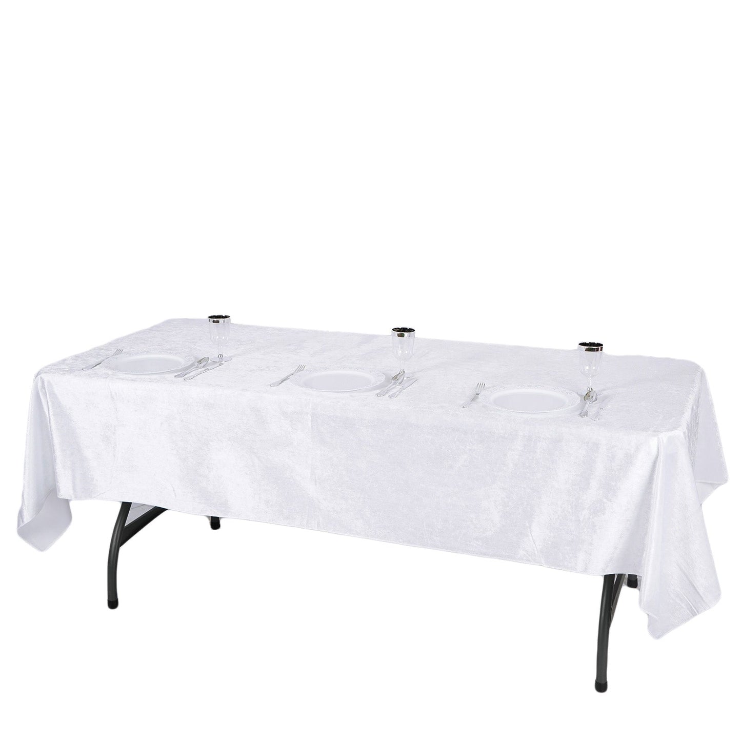 60 Inch x 102 Inch Seamless Linen White Reusable Velvet Premium Rectangle Tablecloth