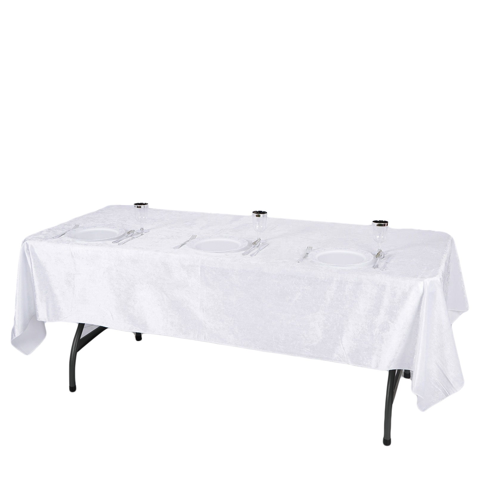 60 Inch x 102 Inch Seamless Linen White Reusable Velvet Premium Rectangle Tablecloth