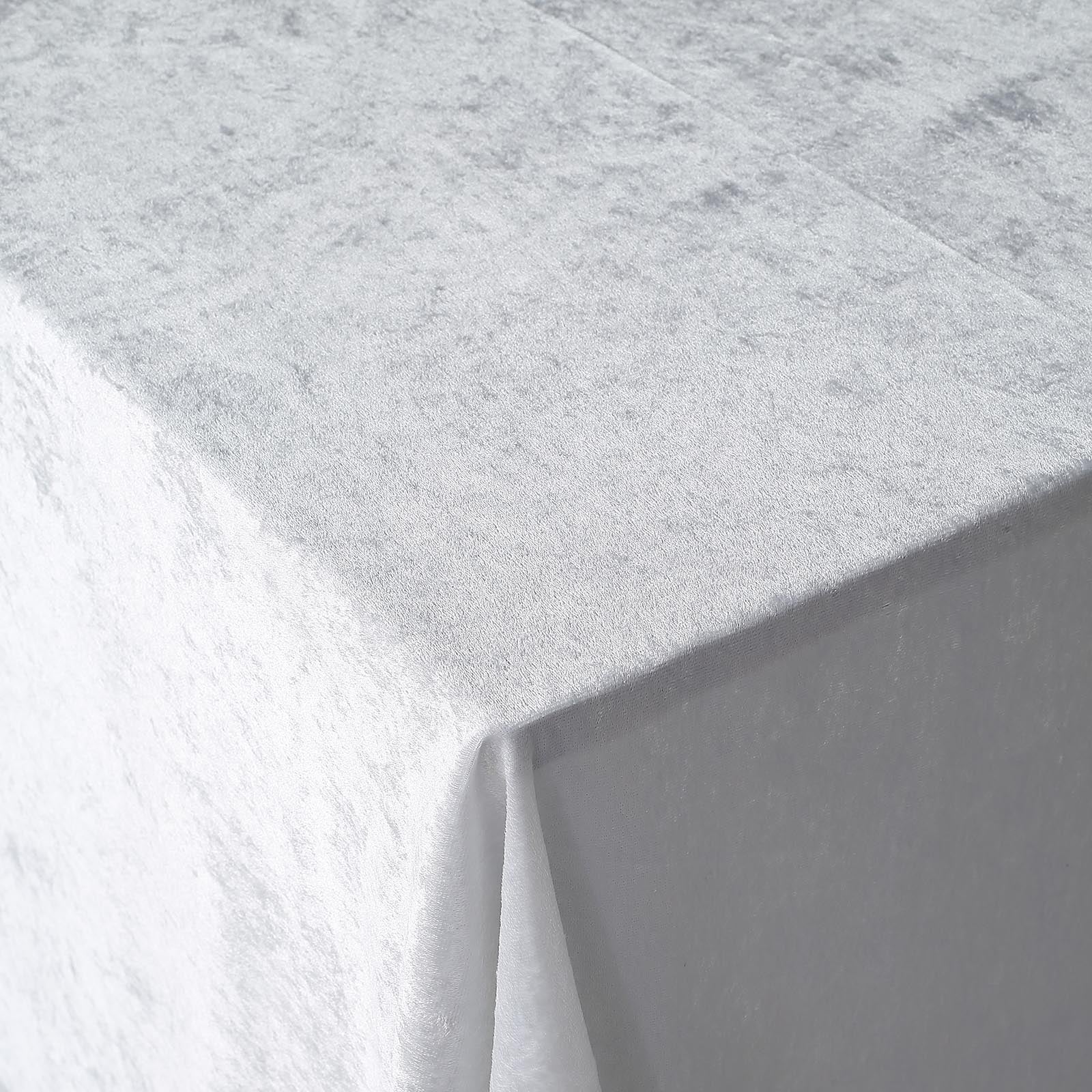 Premium 60 Inch x 102 Inch Seamless Linen Reusable Velvet Rectangle Tablecloth in White Color