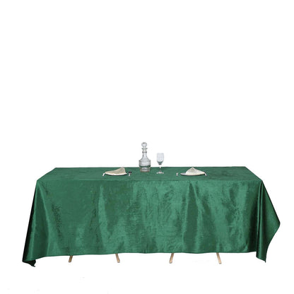 90x132inch Hunter Emerald Green Seamless Premium Velvet Rectangle Tablecloth, Reusable Linen