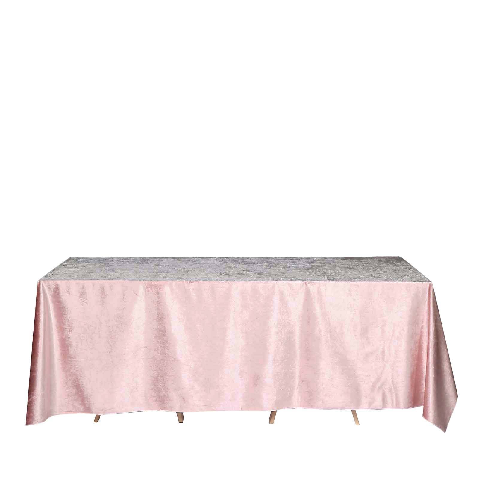 90x132inch Blush/Rose Gold Seamless Premium Velvet Rectangle Tablecloth, Reusable Linen