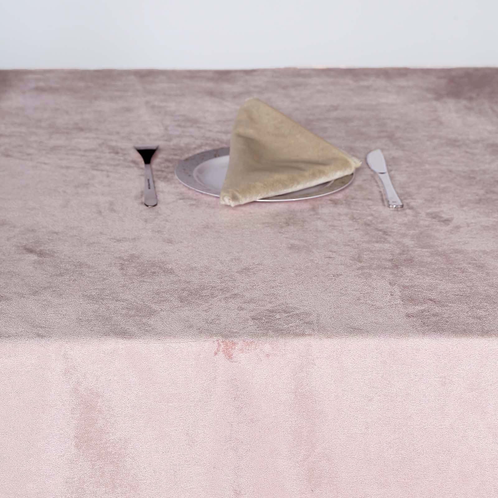 90x132inch Blush/Rose Gold Seamless Premium Velvet Rectangle Tablecloth, Reusable Linen