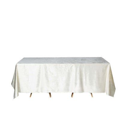 90inch x132inch Ivory Seamless Premium Velvet Rectangle Tablecloth, Reusable Linen