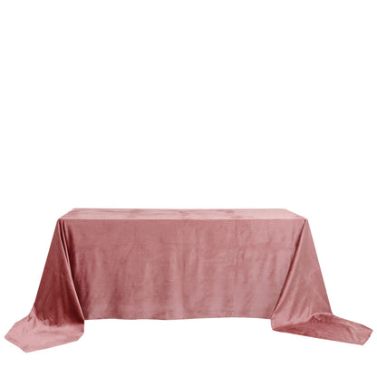 Premium Seamless Rectangle Dusty Rose Velvet Reusable 90 Inch x156 Inch Linen Tablecloth
