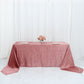 Premium Dusty Rose Velvet Rectangle Seamless Reusable Linen Tablecloth 90 Inch x156 Inch