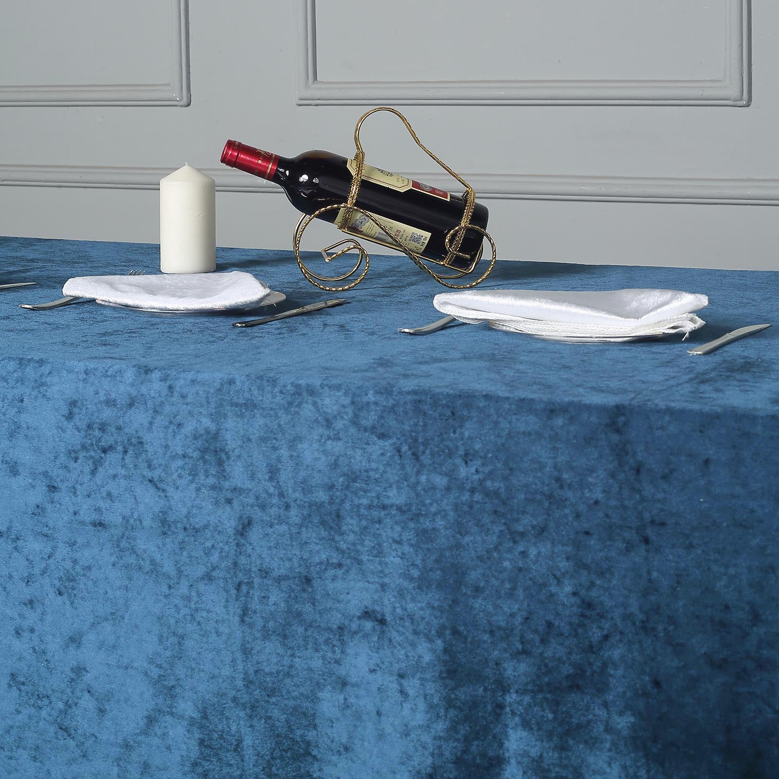 90inch x 156inch Navy Blue Seamless Premium Velvet Rectangle Tablecloth, Reusable Linen