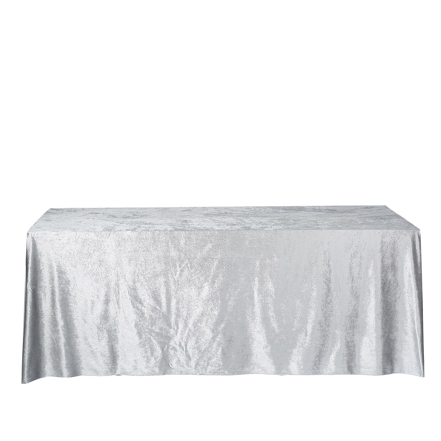 90 Inch x 156 Inch Seamless Linen Silver Reusable Velvet Rectangle Tablecloth