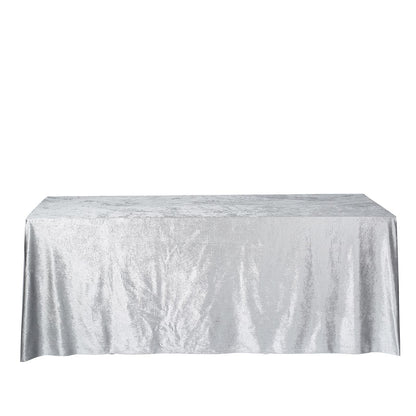 90 Inch x 156 Inch Seamless Linen Silver Reusable Velvet Rectangle Tablecloth