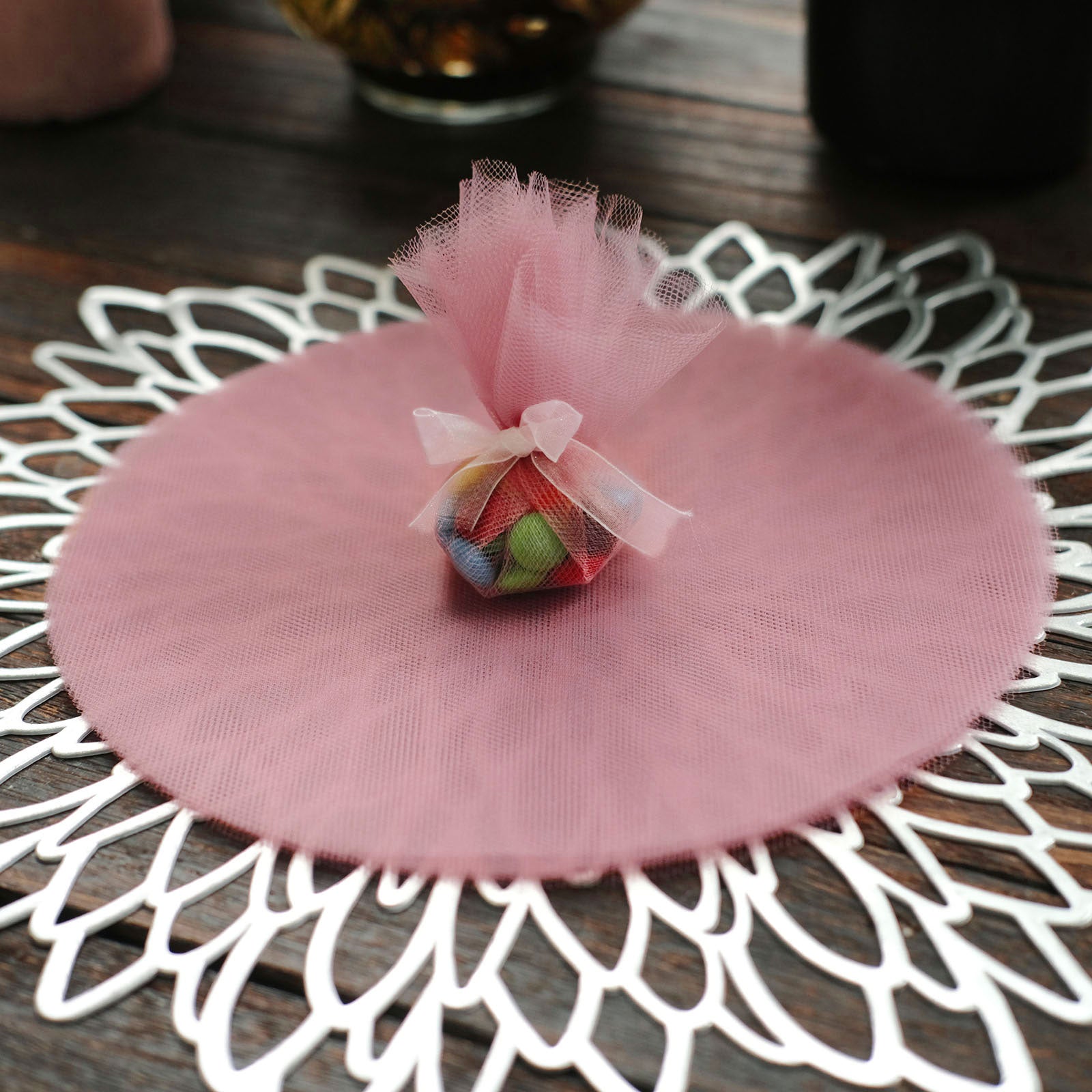 9 Inch Nylon Sheer Dusty Rose Tulle Circles