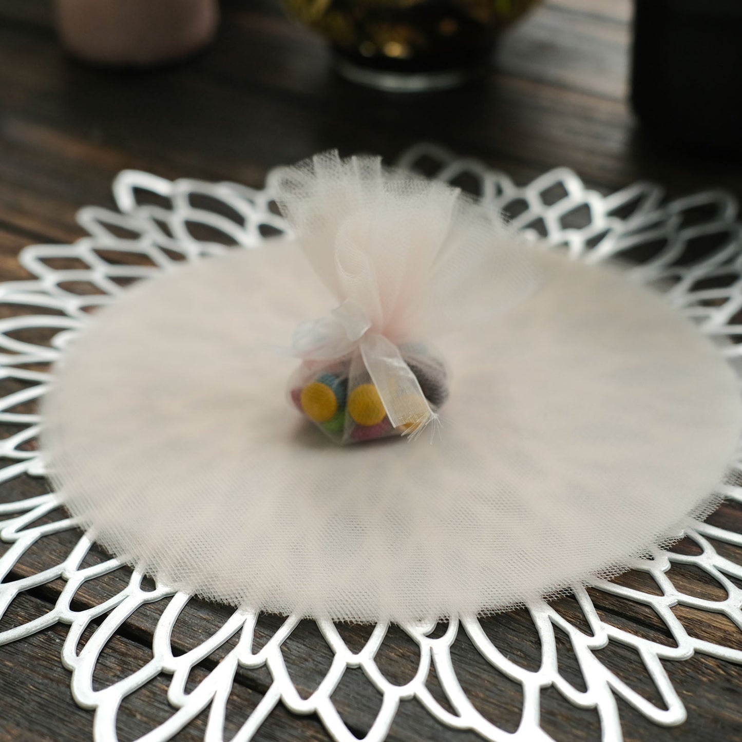 9 Inch Nylon Sheer Beige Tulle Circles