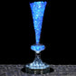 Blue crystal ball trumpet glass vase, pack of 4, 15 inches tall.