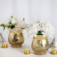 Set of 2 | 6" Gold Crackle Glass Hurricane Vase Candle Holder | Floral vase
