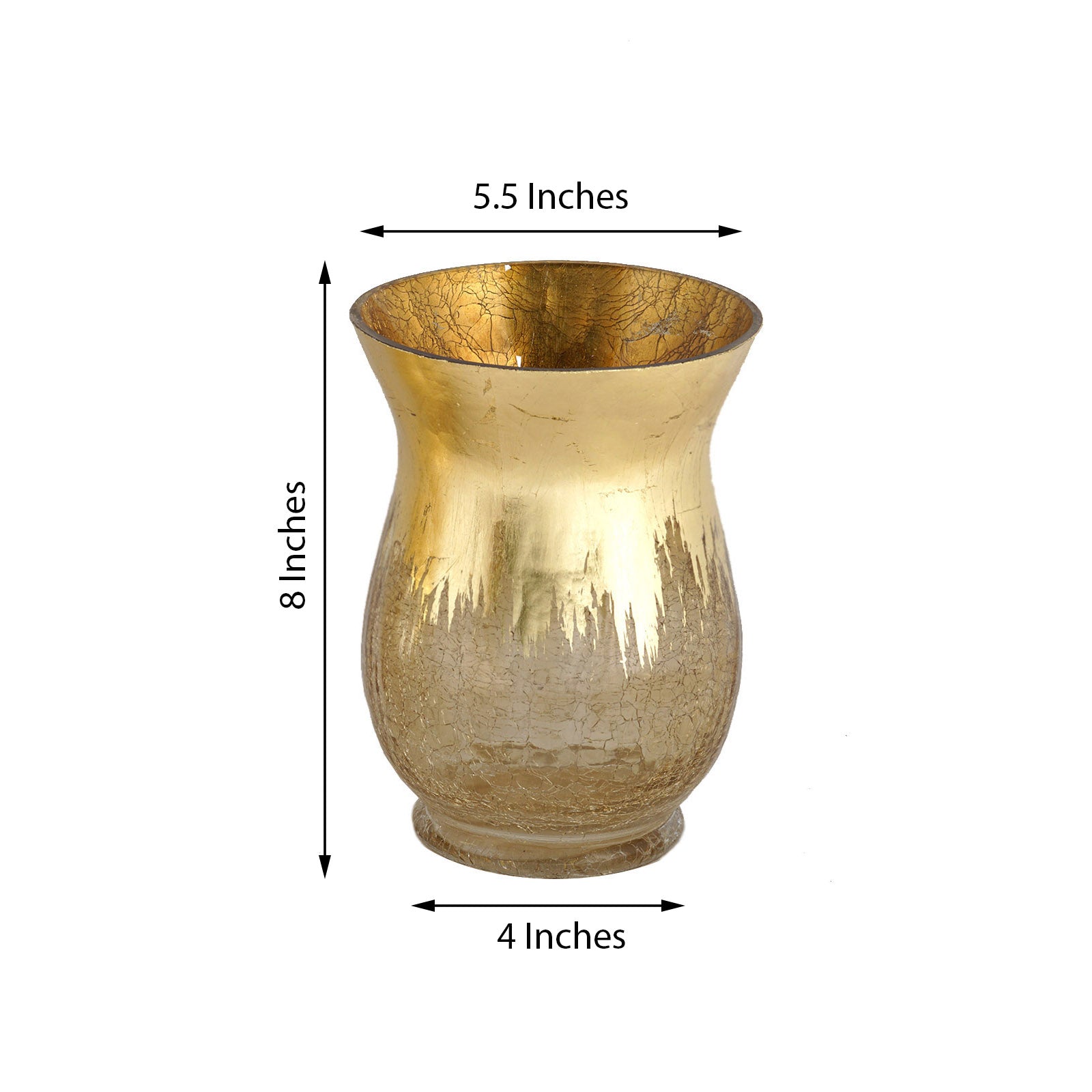 Gold Crackle Glass Flower Vase, Hurricane Candle Holders