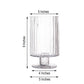 Clear ribbed glass pedestal vase, 9 inches tall, heavy-duty candle holder.